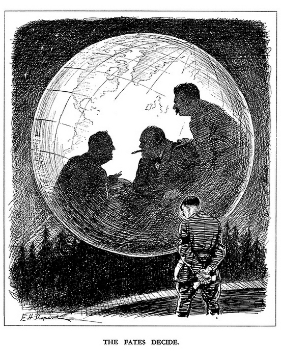 «Решение судьбы» (19 мая 1943 года). В магическом шаре Гитлер в своей резиденции «Орлиное гнездо» в Берхтесгадене видит, как Рузвельт, Черчилль и Сталин решают будущее Европы - Весёлые картинки Warspot: английский юмор и Вторая мировая | Warspot.ru