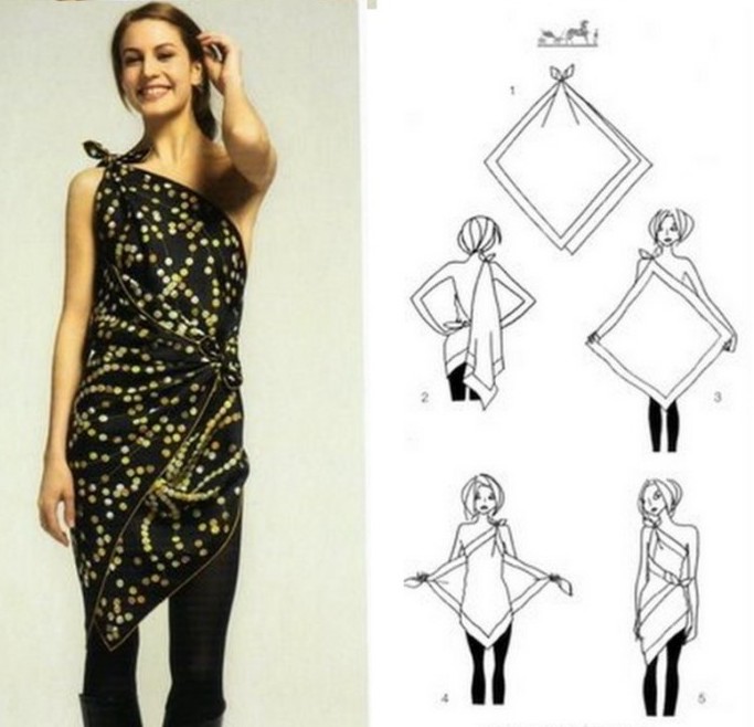 Картинки по запросу Шьем платье из платков: простая выкройка и мастер-класс