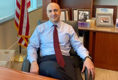 Minneapolis Federal Reserve Bank President Neel Kashkari poses during an interview with Reuters in his office at the bank's headquarters in Minneapolis, Minnesota, U.S., January 10, 2020. REUTERS/ Ann Saphi