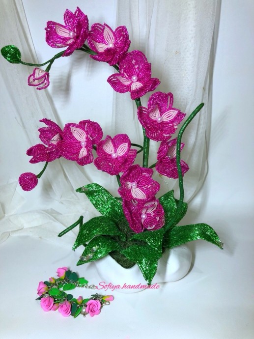 Незабываемые орхидеи из бисера бисер и жемчуг,орхидеи