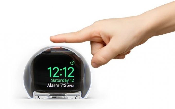 NightWatch «превращает» Apple Watch в настольные часы Apple, Watch, NightWatch, часов, полусферы, только, устойчивость, обеспечивает, основание, Тяжелое, пользователя, разбудят, вовремя, будильника, усилят, звуковые, каналы, Специальные, касанием, одним