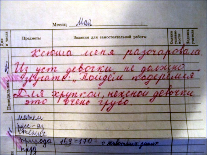 Самые смешные замечания из дневников учеников школы