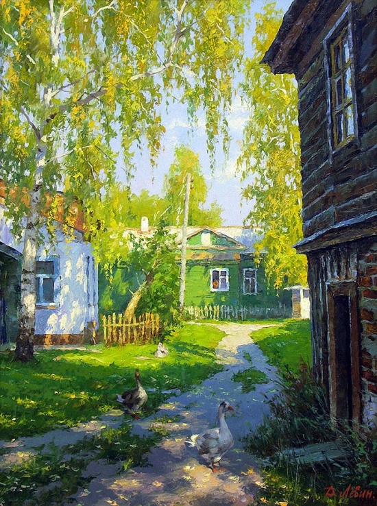 Художник Дмитрий Левин. Вдали от суеты, в тиши аллей, на деревенских улицах весенних Художник Дмитрий Левин. Вдали от суеты, в тиши аллей, на деревенских улицах весенних