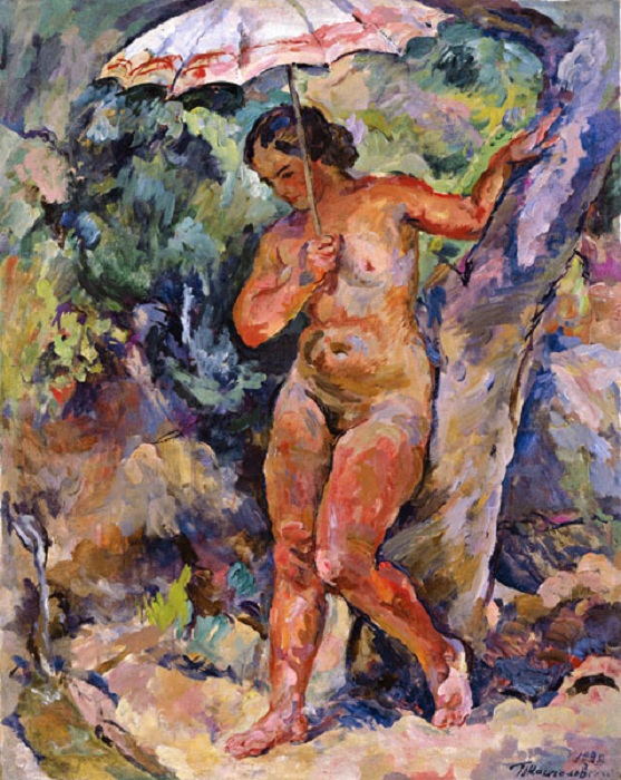 Девушка под зонтиком. 1929 год.  Автор: П. П. Кончаловский.