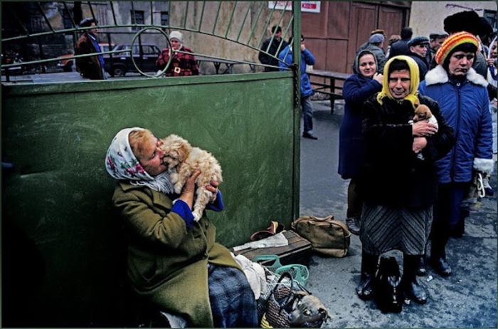 Уличная торговля домашними животными. СССР, Украина, 1986 год.