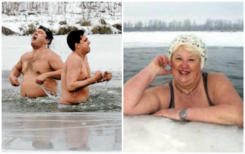 Эмоциональные новогодние купания 