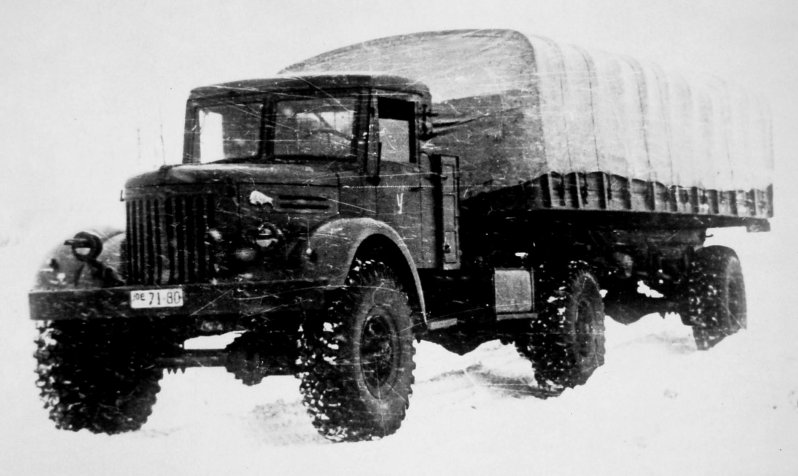Седельный тягач МАЗ-502В с одноосным активным полуприцепом (из архива НИИЦ АТ) авто, автопоезд