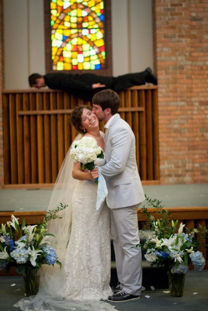 My Friend's Brother's Wedding Photo... With Their Pastor In The Background