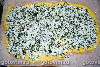 Фотографии рецепта Сырный рулет с творогом и красной рыбы , 08 Сырный рулет с творогом и красной рыбы , Шаг 08