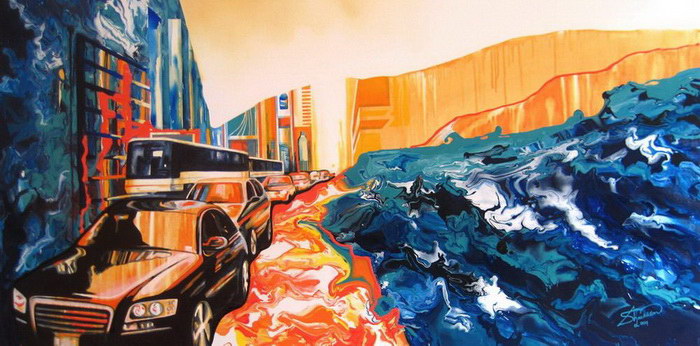 Девушка пишет картины пальцами, отказываясь от использования кистей 