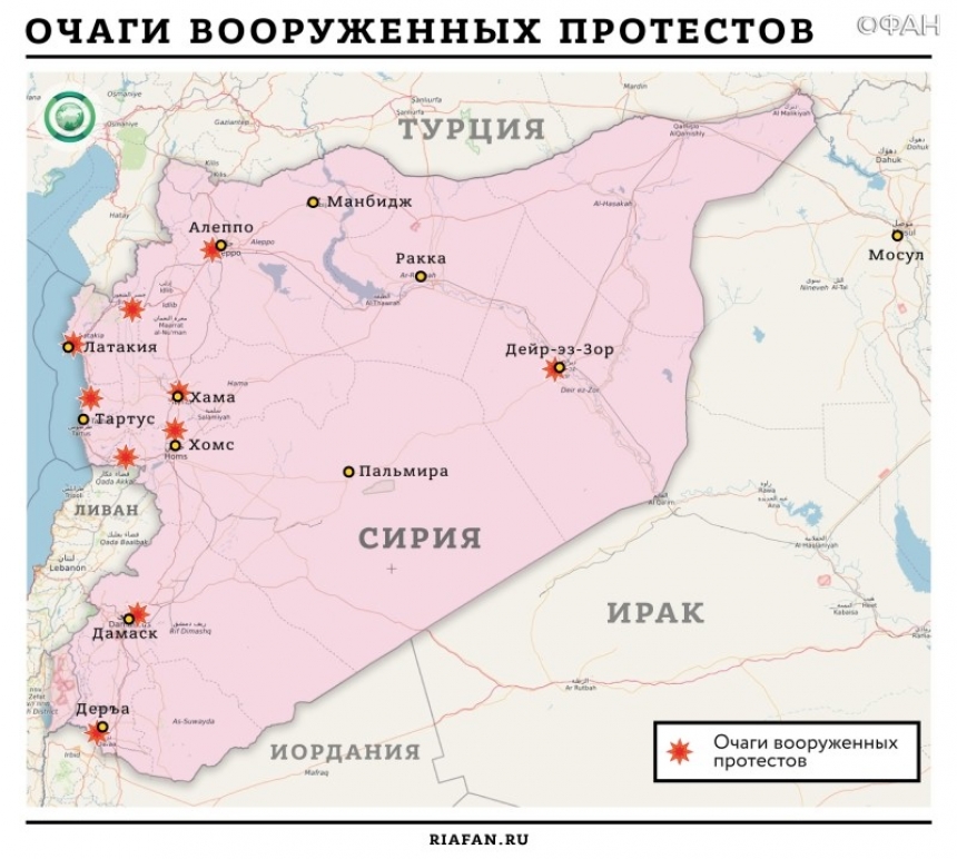 Карта сирии с городами