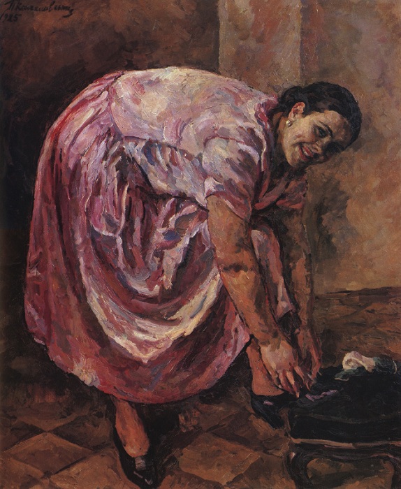 Портрет Н.П. Кончаловской в розовом платье. 1925 год. Автор: П. П. Кончаловский. 