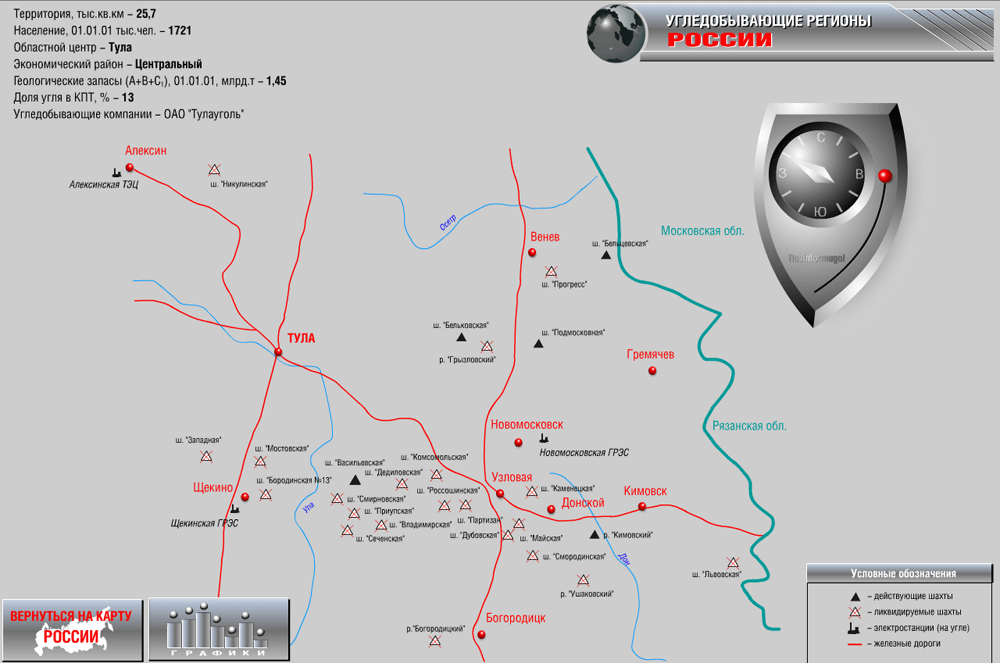 Карта угольных шахт тульской области