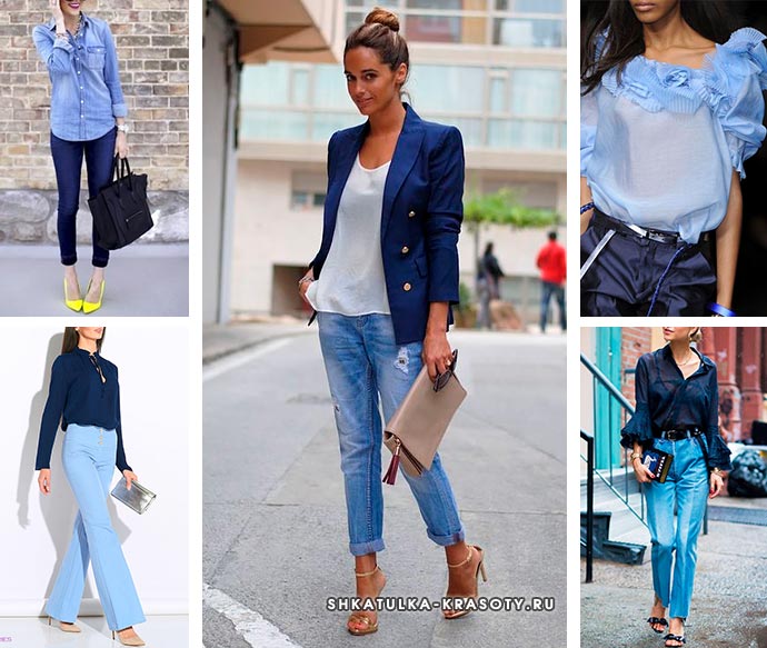 Сочетание голубого с другими цветами в одежде для женщин после 40 лет