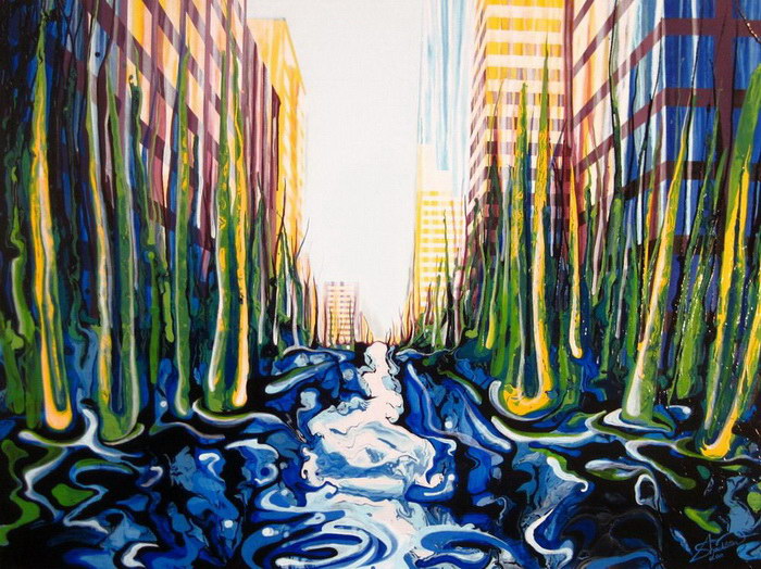 Девушка пишет картины пальцами, отказываясь от использования кистей 