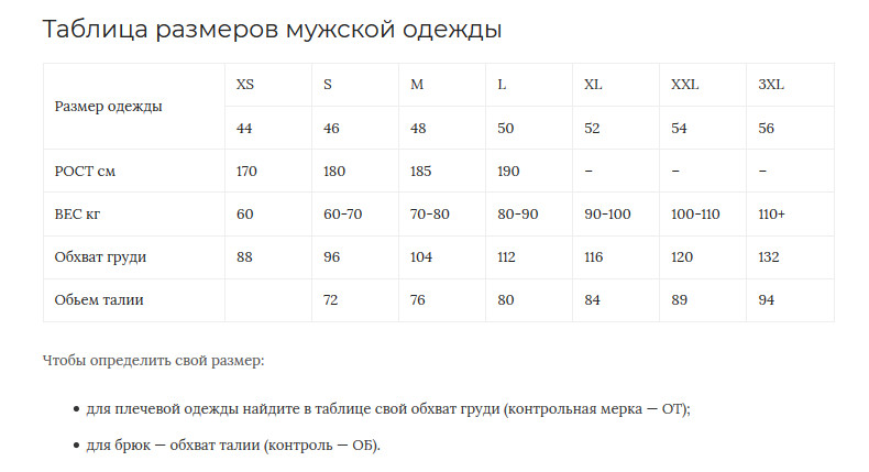 Как определить размер одежды для женщины, мужчины, детей