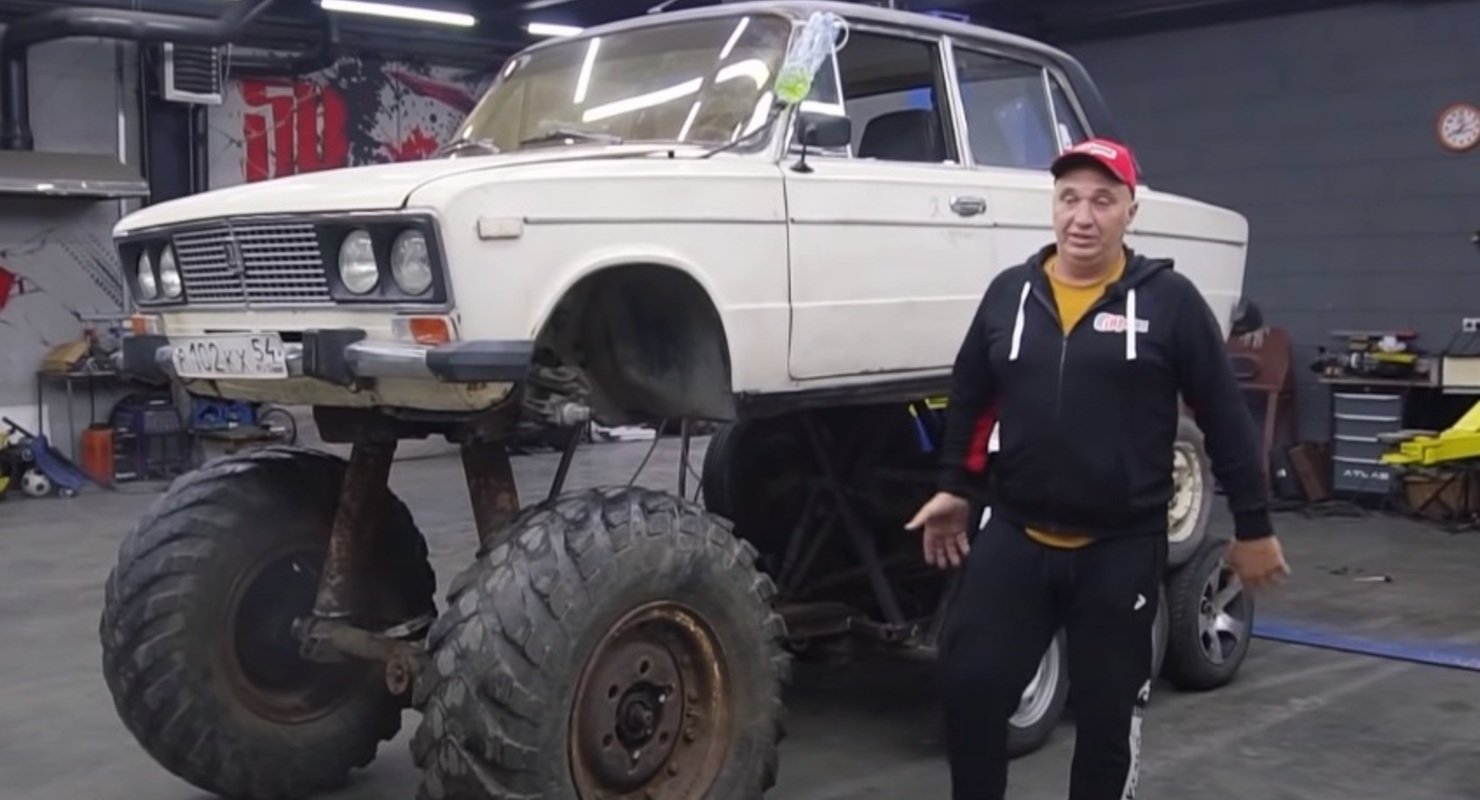 Ужасная переделка: на “Жигули” поставили 14 колес