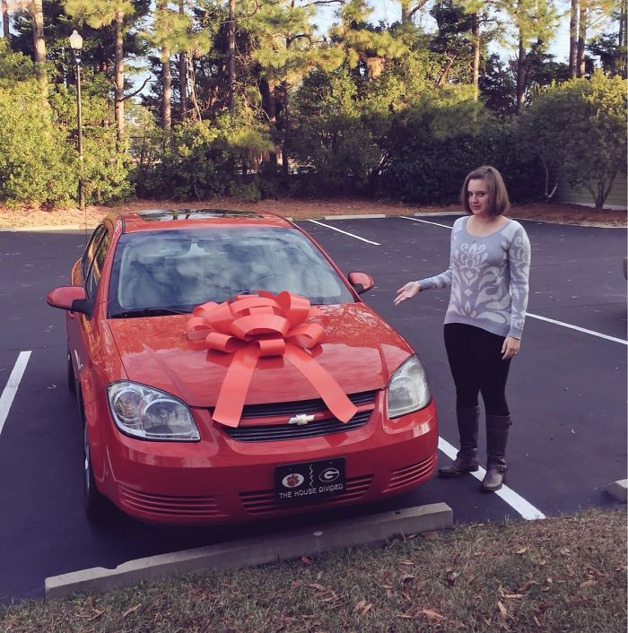 Couldn't Afford To Get My Wife A Lexus For Christmas So I Got One Of Their Bows Instead And Put It On Her Car