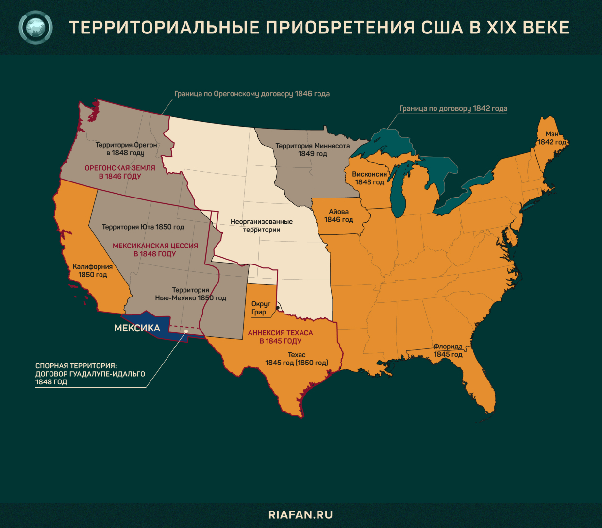 Можно ли в мексику. Территориальная экспансия США В первой половине XIX В.. Территории Штатов в США на карте. Территориальная экспансия США В 19 веке карта. Орегон штат на западе США на карте США.