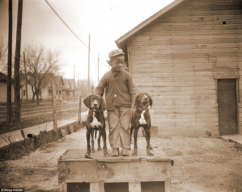 Маленький сосед фотографа с собаками  афроамериканец, история, прошлое, сегрегация, фотография