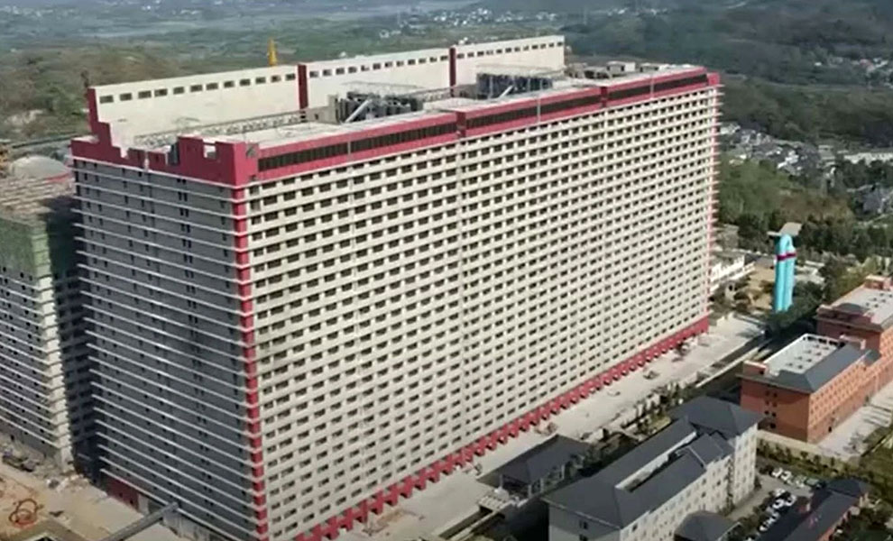 В Китае построили свинарник на 26 этажей. Площадь здания 400 000 квадратных метров. Видео