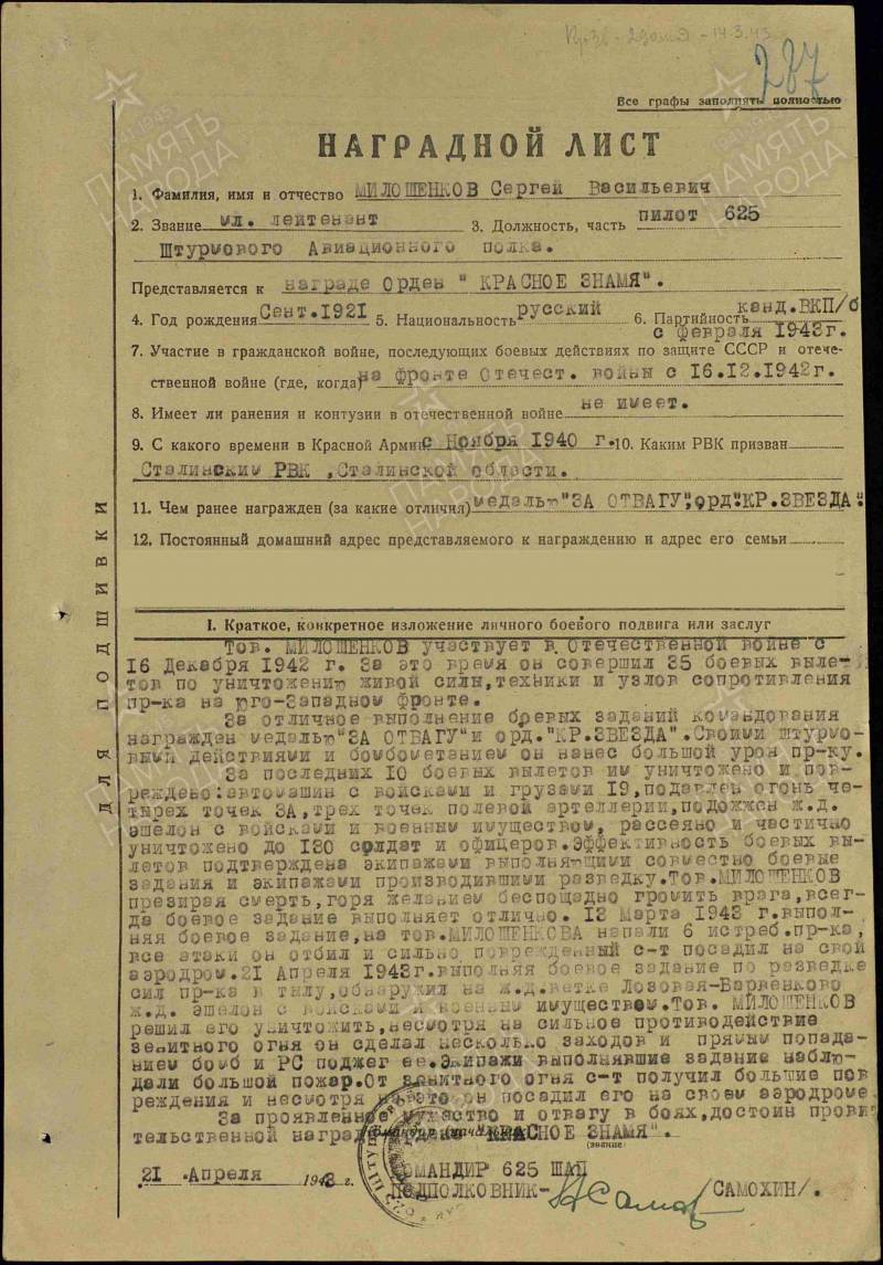 Истоки подвига. Герой Советского Союза Сергей Милашенков история