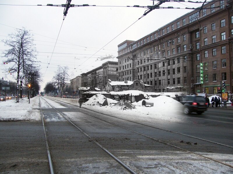 Ленинград 1942-2010 Угол Московского проспекта и улицы Решетникова. Баррикады блокада, ленинград, победа