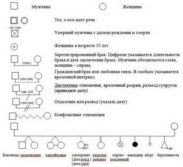 Как рисовать генограмму