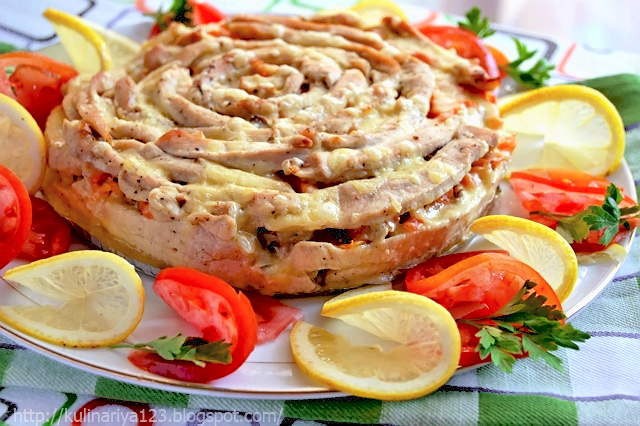 Мясной пирог "Чайная роза"