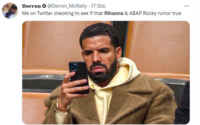 "Сижу в твиттере, проверяя, правдивы ли слухи о расставании Рианны и A$AP Rocky".