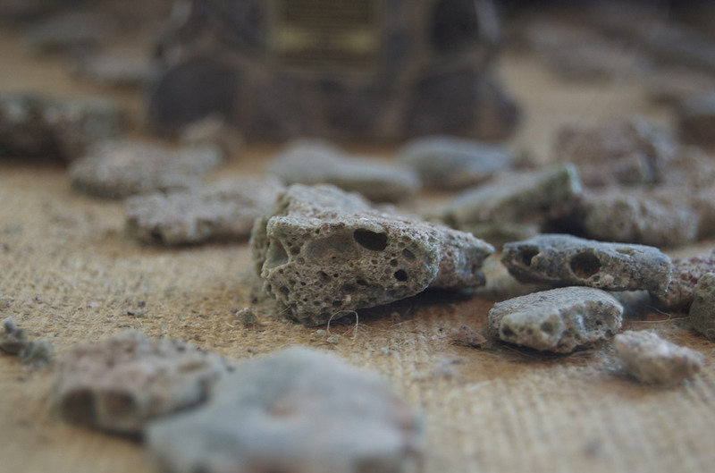 Small chunks of trinitite, on display at the New Mexico Museum of Space History.