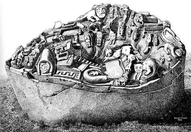 Реконструкция Сайуите. Фото взято с сайта: https://www.amusingplanet.com/2016/07/sayhuite-stone-ancient-hydraulic-scale.html