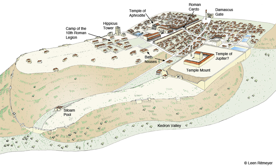 ​Элия Капитолина, выстроенная Адрианом на месте разрушенного Иерусалима. Городская планировка соответствует эллинистическим градостроительным традициям и по-прежнему отражается в планировке современного Старого города в Иерусалиме - Война Диаспоры и восстание Бар-Кохбы | Warspot.ru