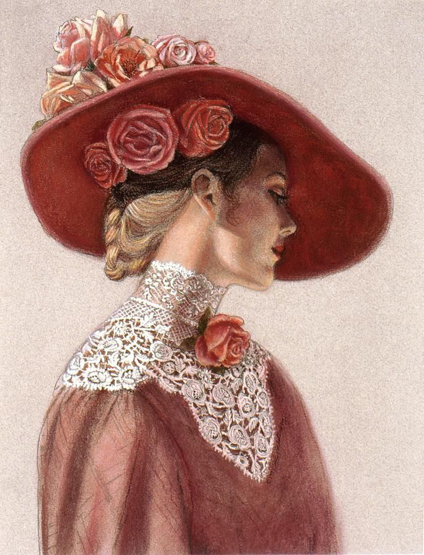 Живопись на тему женщина в шляпке