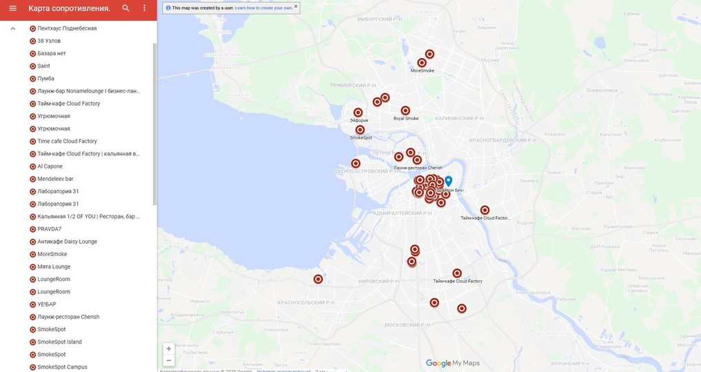 Карта спб с кафе и ресторанами