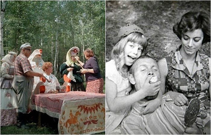 Кадры со съемок детских советских фильмов.