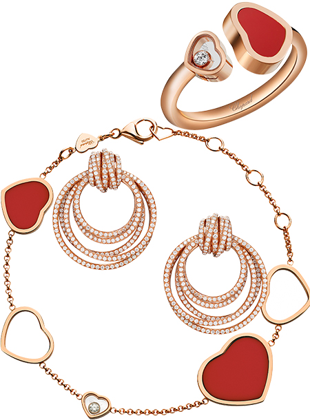  Серьги,  Allegra, de Grisogono  браслет, Happy Hearts, Chopard  кольцо, Happy Hearts, Chopard