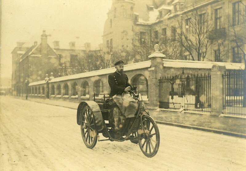 Почтальон на электрическом трицикле. Германия,1901 история, ретро, фото