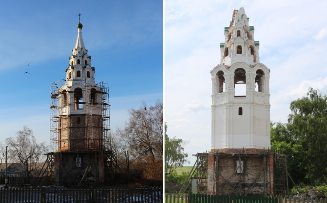 В Ивановской области раставраторы решили спасти разрушенную молнией колокольню