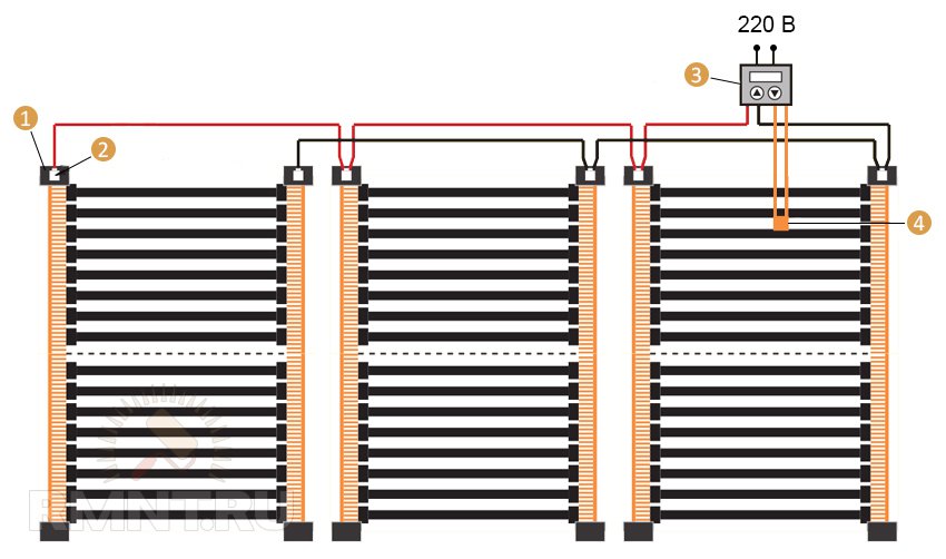 Схема подключения инфракрасного тёплого пола