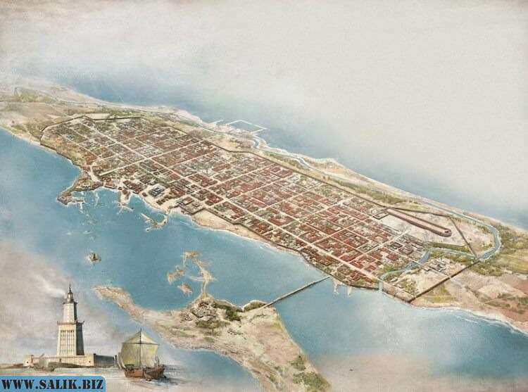 Расположение маяка возле Александрии.