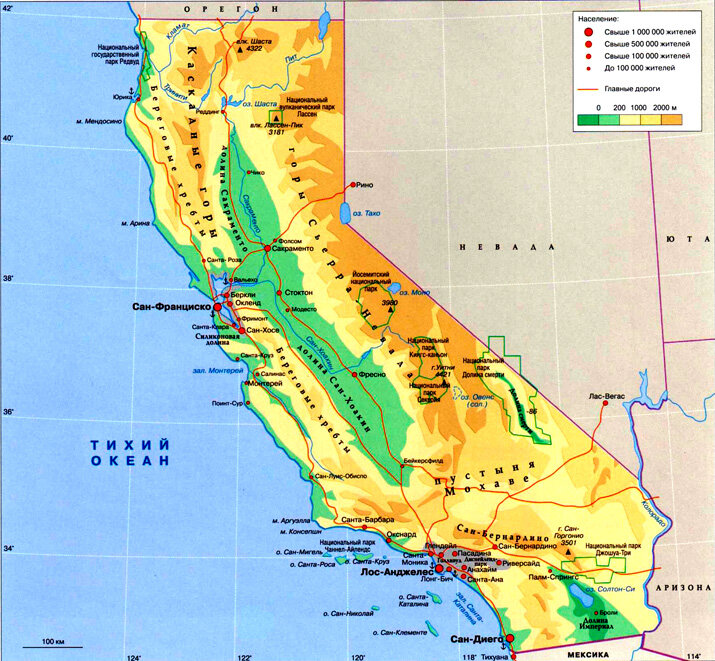 Карта Калифорнии, взято с Яндекс.Картинки