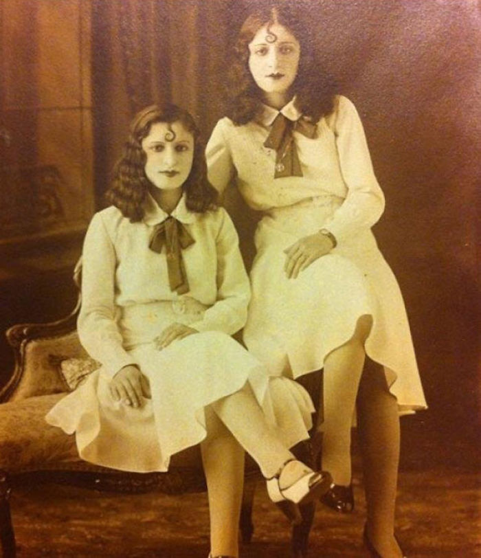 My Great-Grandmother And Her Sister Going For The Creepy Twin Look