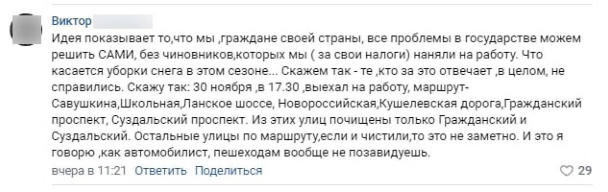 «Кто-то же должен»: горожане своими силами спасают Петербург от снежного коллапса Общество