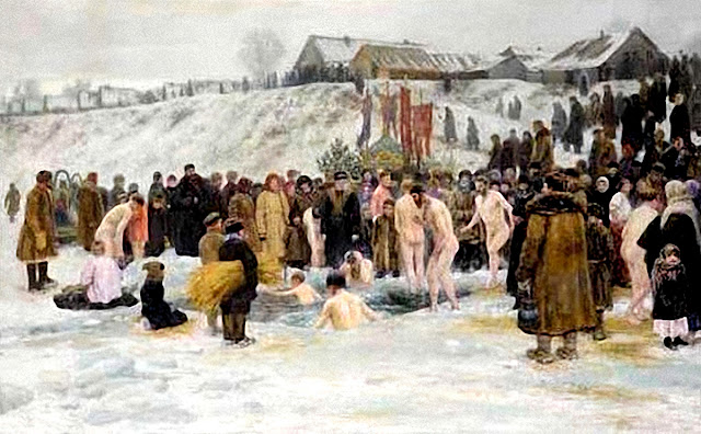 Николай Грандковский «Купание после освящения воды шестого января». 1903 год.