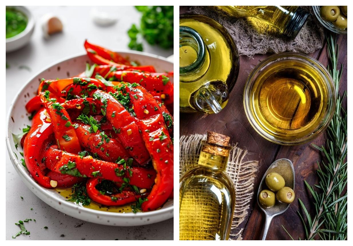 Красный перец с оливковым маслом