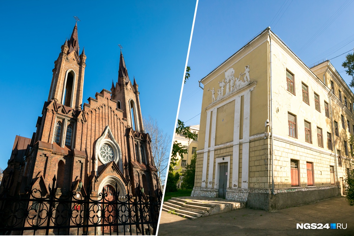 Здания красноярска. Готика в Красноярске архитектура. Старинные здания Красноярска. Архитектура Красноярска старинные здания. Вертикальный мир Красноярск архитектура.