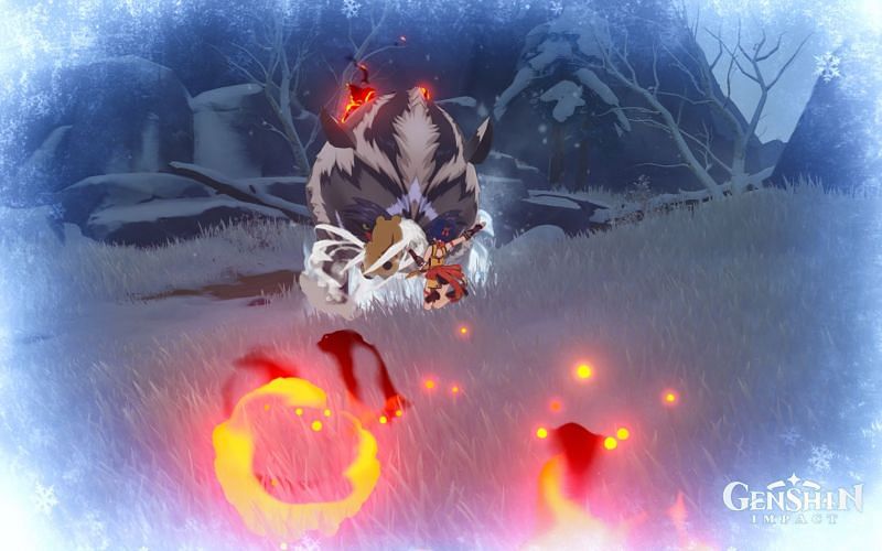 The Great Snowboar King, as it appears in 'Ah, Fresh Meat!' (Image via Genshin Impact)