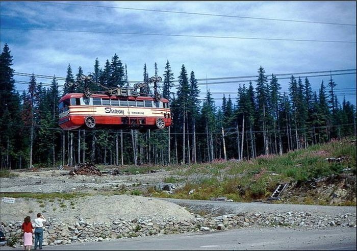 Автобус на канатной дороге, США, 1951 год. история, события, фото