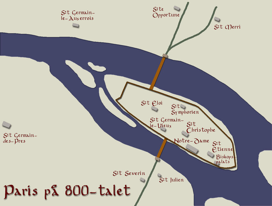 Карта Парижа 9-го века. Картинка из открытого источника.